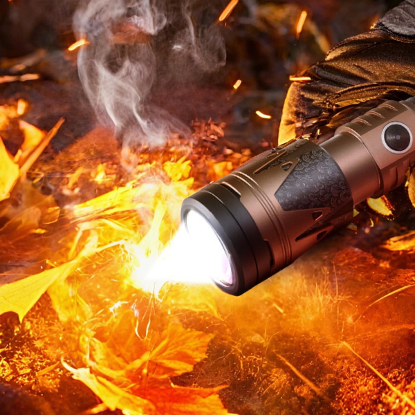 SKYFIRE Rechargeable Flashlight High Lumens with Ignition Lens,5000mAh Fire-Starting Tactical Flashlight,Emergency Survival Gear for Camping Outdoor,6Modes Waterproof Zoomable Small Flash Light