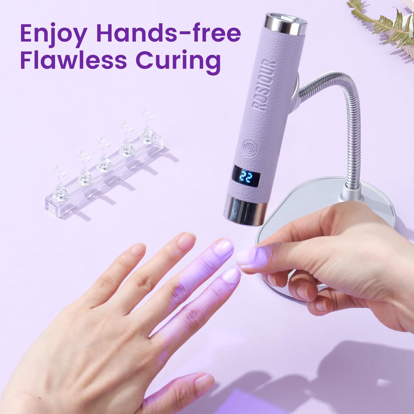 Rosiour Mini UV Lamp for Gel Nails- Rechargeable Handheld Nail U V Led Curing Light with Stand- Flash Cure Fast Dry UV Lamp with Auto Sensor for Home Manicure and Salon (Purple)