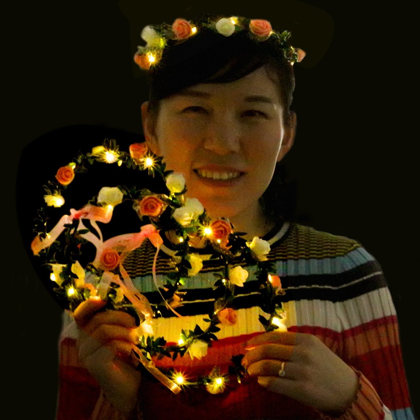 Novelty Place 4 Pack Light Up Flower Headband - LED Floral Head Crown for Wedding, Festival and Party - 4 Pieces