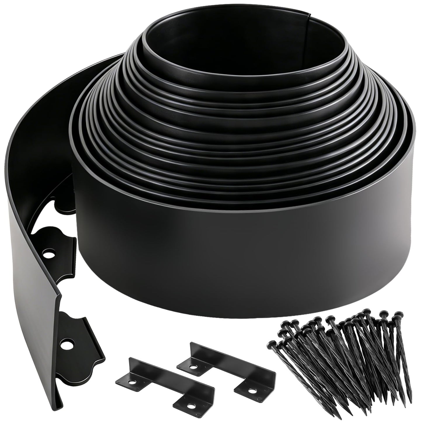 Aifanss Landscape Edging Kit, 4 Inch Tall 33Ft No Dig Garden Edging Border with 50 Pcs Reinforced Spikes, Plastic Garden Barrier for Landscaping, Lawn, Yard, Flower Bed, Paver, Pathway, Grass, Black
