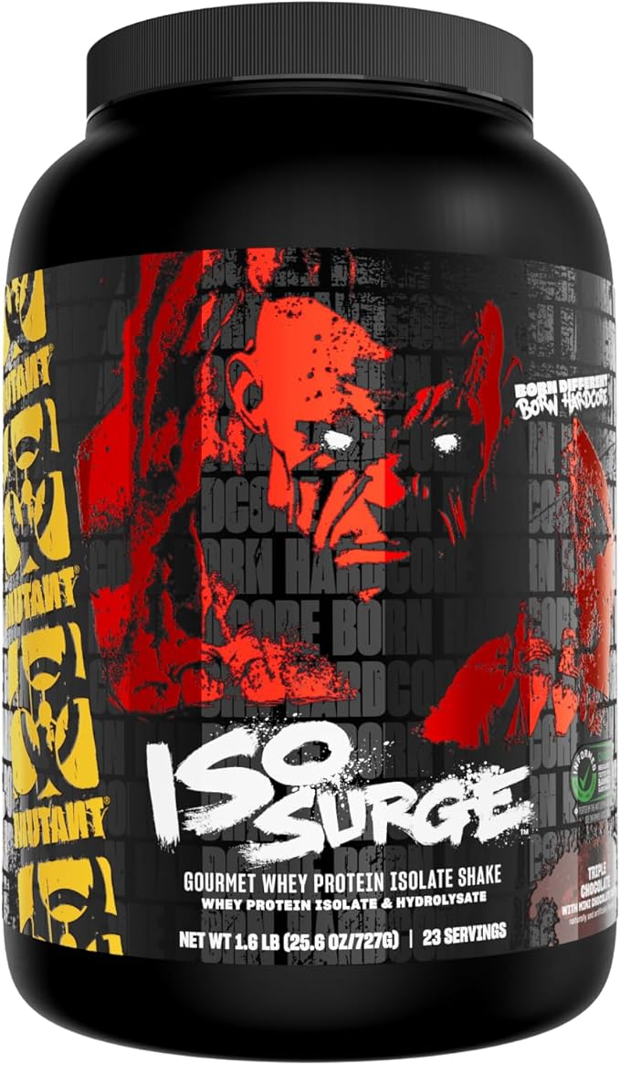Mutant ISO Surge Whey Protein Isolate Powder Acts Fast to Help Recover, Build Muscle, Bulk and Strength, 1.6 lb (Triple Chocolate)