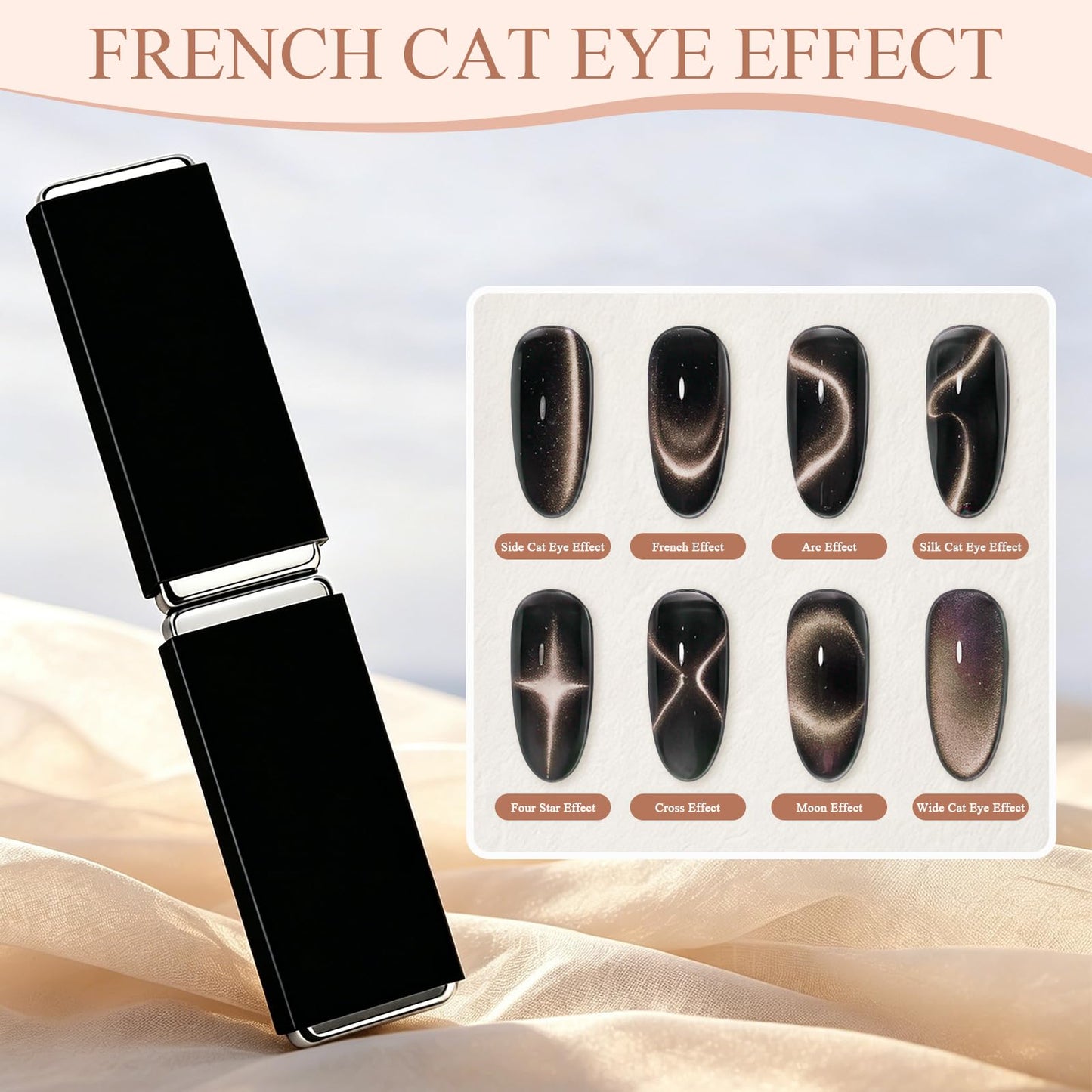 Plman Ring Magnet for Nails - Circle Cat Eye Magnet Set for Cat Eye Gel Polish, 3-Second Instant Effect Neodymium Magnetic Nail Art Tools for Circle French Effects (Ring Set)