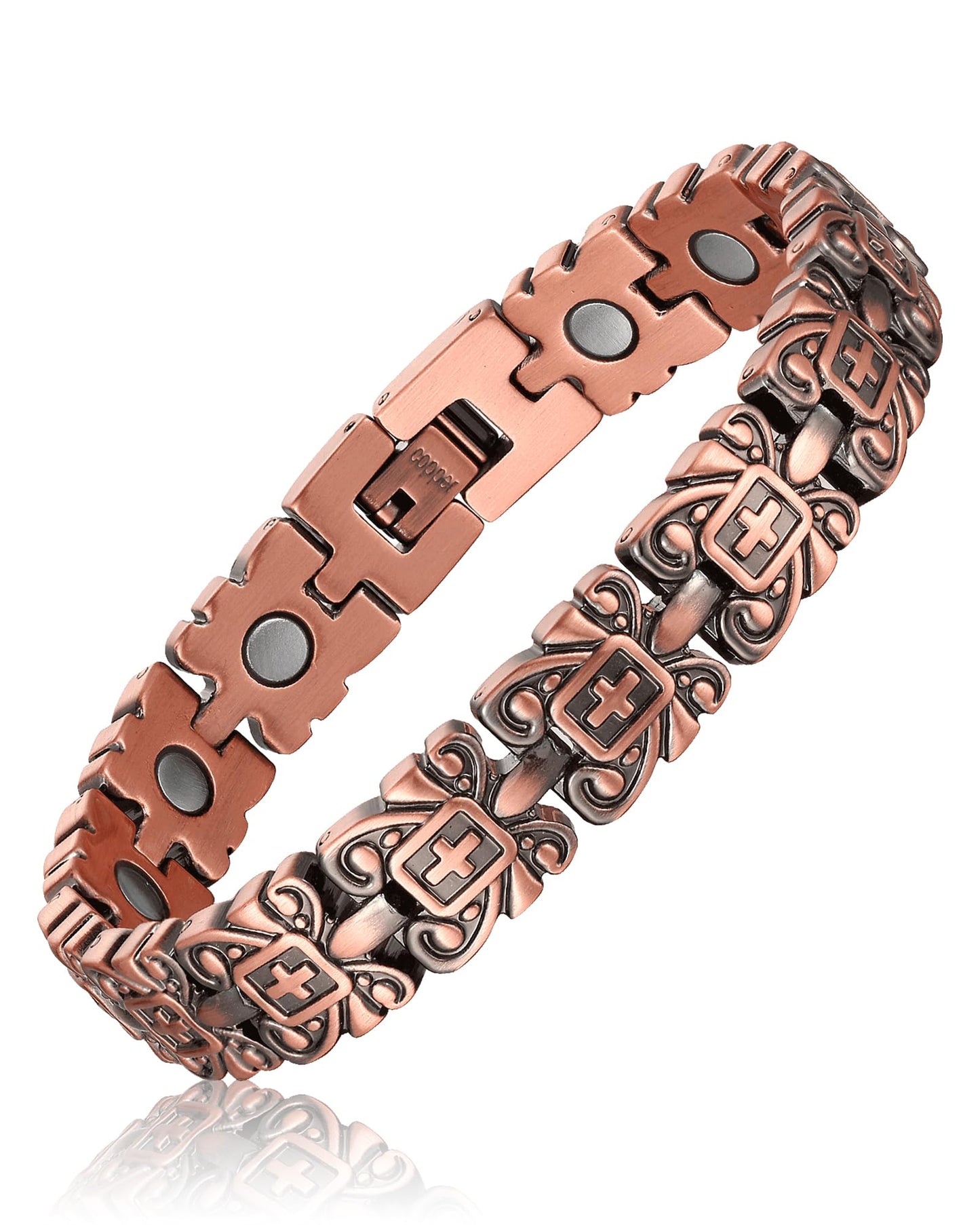 Fashtour Copper Cross Magnetic Bracelet for Women, 99.99% Pure Copper Bracelet, Cross Design, Adjustable (copper597)
