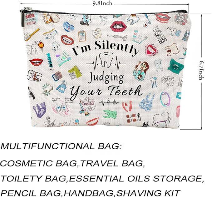 Dentist Gift Dental Gift for Women Makeup Bag Dental Assistant Gift Dental Hygienist Gift Cosmetic Bag Graduation Gift for Dentist Thank You Gift for Her Birthday Retirement Gift