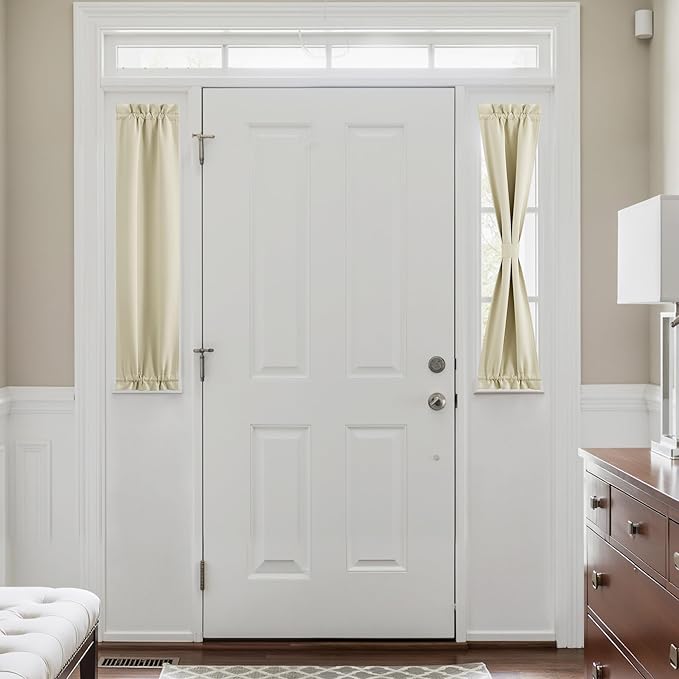 NICETOWN Blackout Side Door Curtains, Front Door Curtains for Small Window, Privacy Shades for Sidelight, Thermal Insulated Window Covering, Light Beige, 1 Panel, W12 X L40 Inches Long