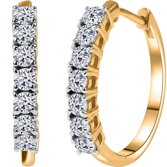 1 Carat Lab Grown Diamond Earrings for Women Hoops (G-H SI) in 18K Vermeil Yellow Gold Over 925 Sterling Silver Diamond Jewelry Gifts