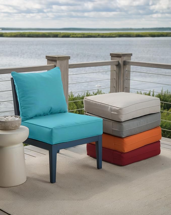 Luxury 24x24x6 Inch Outdoor Cushions - Water&UV&Fade Resistant 1 Set Zippered Patio Chair Cushion for Wicker Dining Rocking Swivel Chairs Loveseat Couch Sectional Sofa - Turquoise