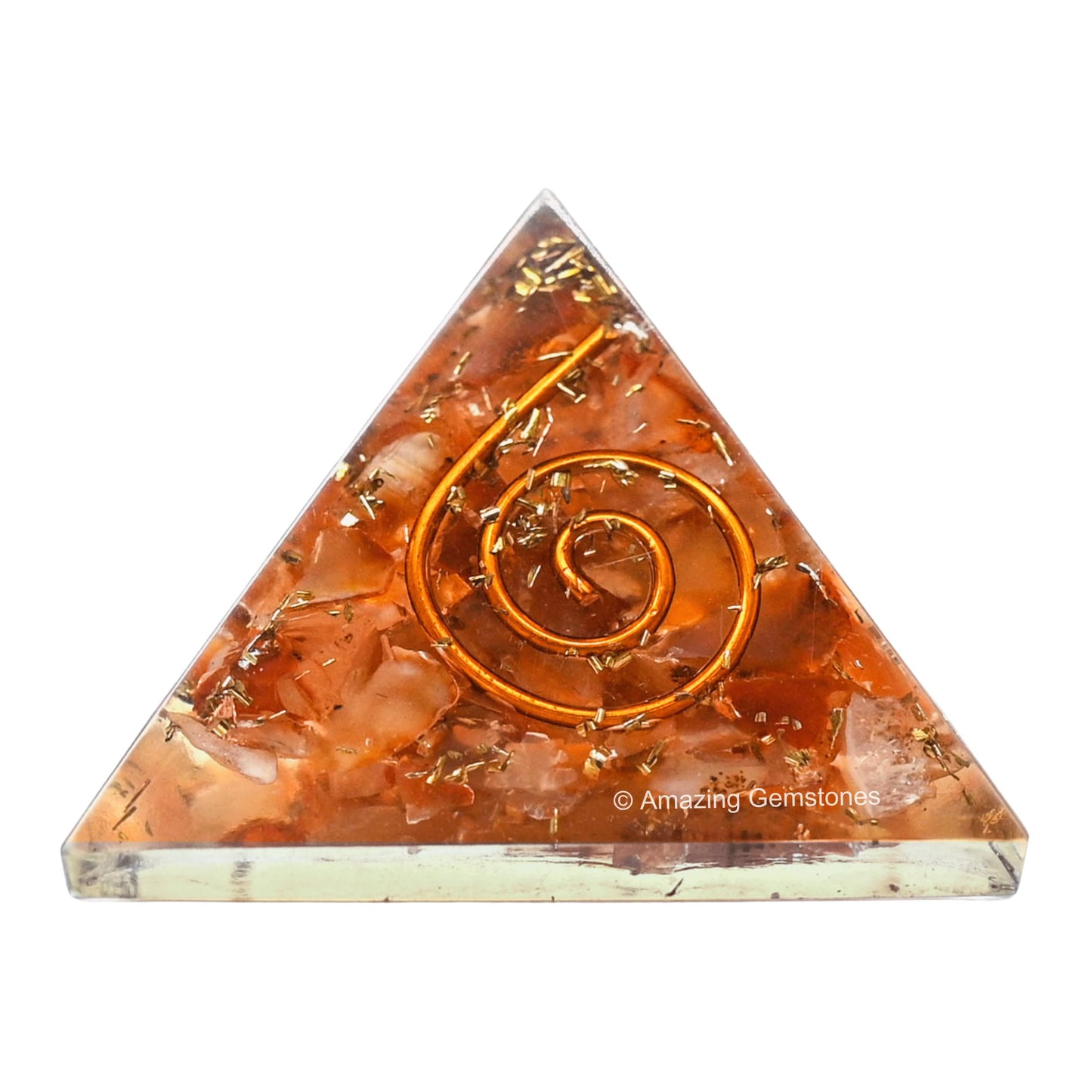 Amazing Gemstone Carnelian Orgone Pyramid - 30mm Small Orgonite Pyramids with Crystals and Healing Stones - Authentic Organite Gifts