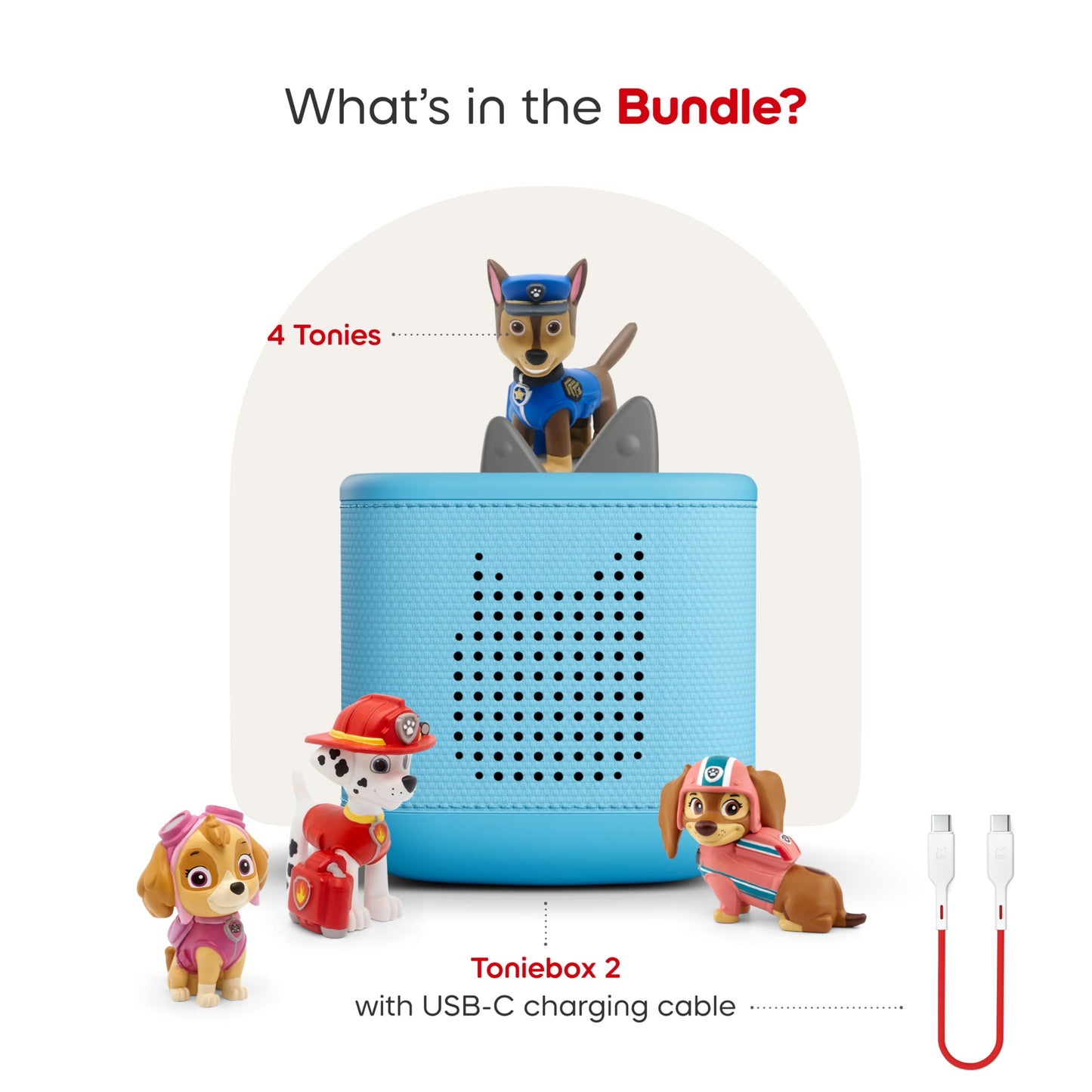 Toniebox 2 Audio Player PAW Patrol Bundle for Kids 3+ with Chase, Marshall, Skye, and Liberty - Sky Blue