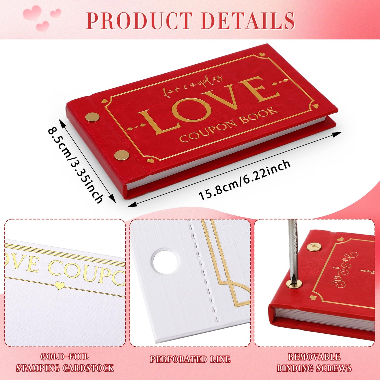 JULEASEL Love Coupons for Him – 30 Blank Personalized Coupons | Romantic Valentines Gifts for Him, Thoughtful Valentines Day Gifts for Husband, Cute Vday Gift for Boyfriend (Ruby Red)