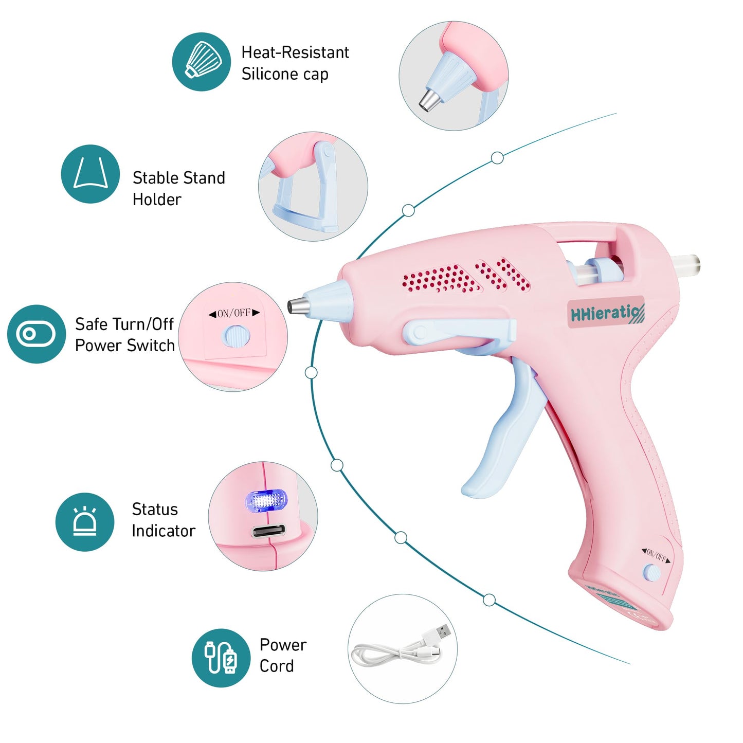 Mini Hot Glue Gun with 30 Sticks,Glue Gun Kit with USB Charge,Fast Preheating 20W Hot Glue Gun Kit Craft Glue Guns for Craft, DIY, Repairs
