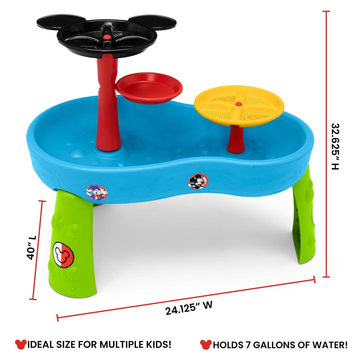 Disney Mickey Mouse Water Table by Delta Children| 3-Tier Water Play Table with 11-Piece Toy Set | Water Sensory Table + Summer Beach Toys for Outside Backyard for Toddlers Ages 2+, Blue