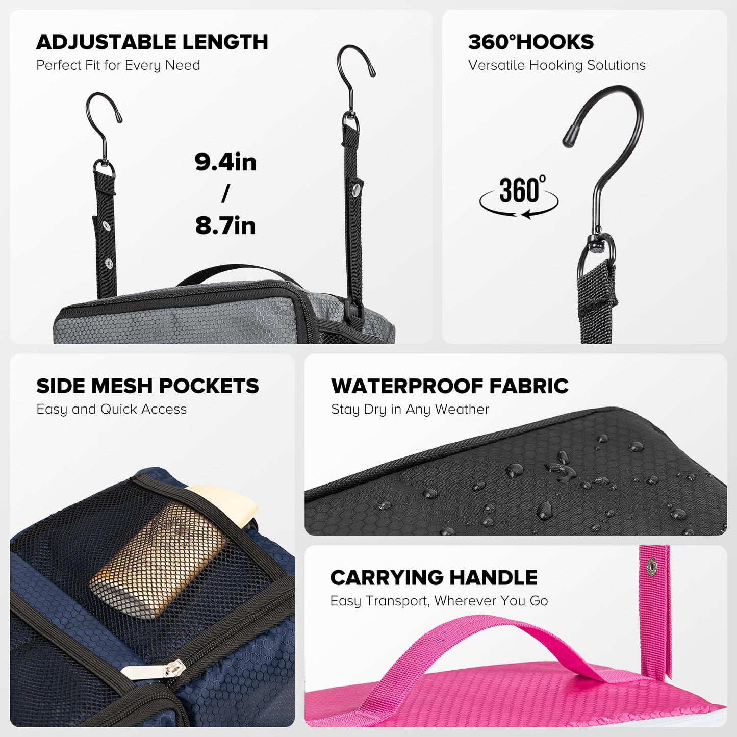 Vokelater Suitcase Organizer - Travel Luggage Organizer with Hanging Shelves & Packing Cubes - Collapsible, Portable, Carry-on, Medium, Black