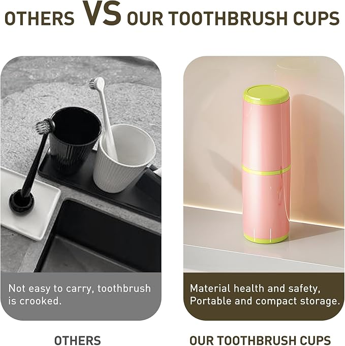 Toothbrush Cup with Cover – Leak-Proof Seal, Large Capacity for Electric Toothbrushes, Detachable 2-in-1 Design | Portable for Travel, Home & Office | Ideal for Travelers, Families, Students (Blue)