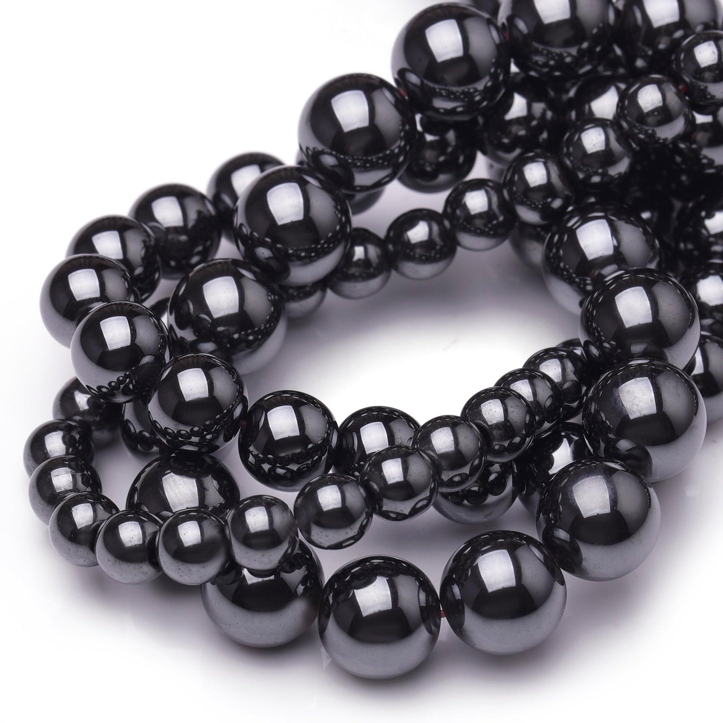 Chicager Natural Stone Beads for Jewelry Making,8mm Hematite Polished Smooth Round Gemstone Beads for Bracelet Necklace 15 Inch