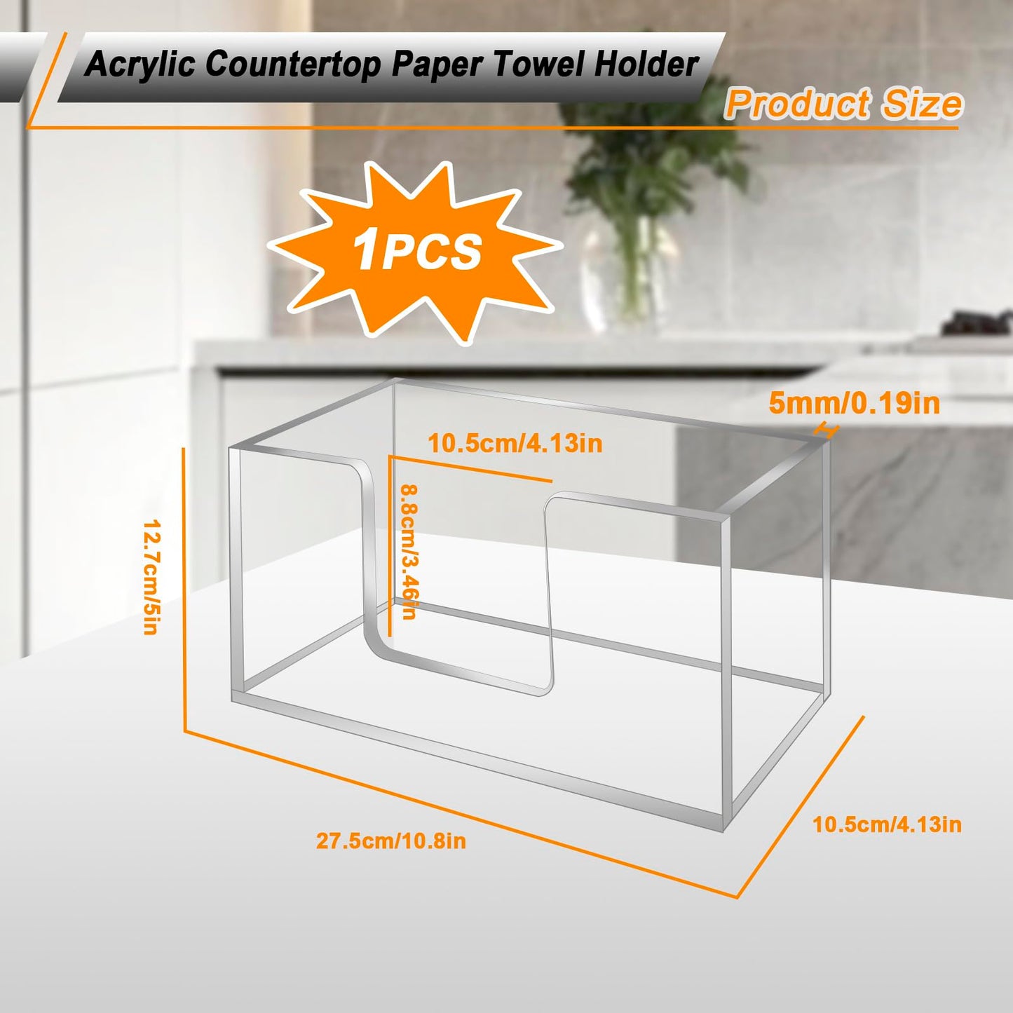 Acrylic Paper Towel Dispenser, Napkin Holder for Bathroom, Kitchen & Countertop – Paper Towel Holder Z-Fold/C-Fold/Multi-Fold Holder, Shatter-Resistant & Space-Saving (1)