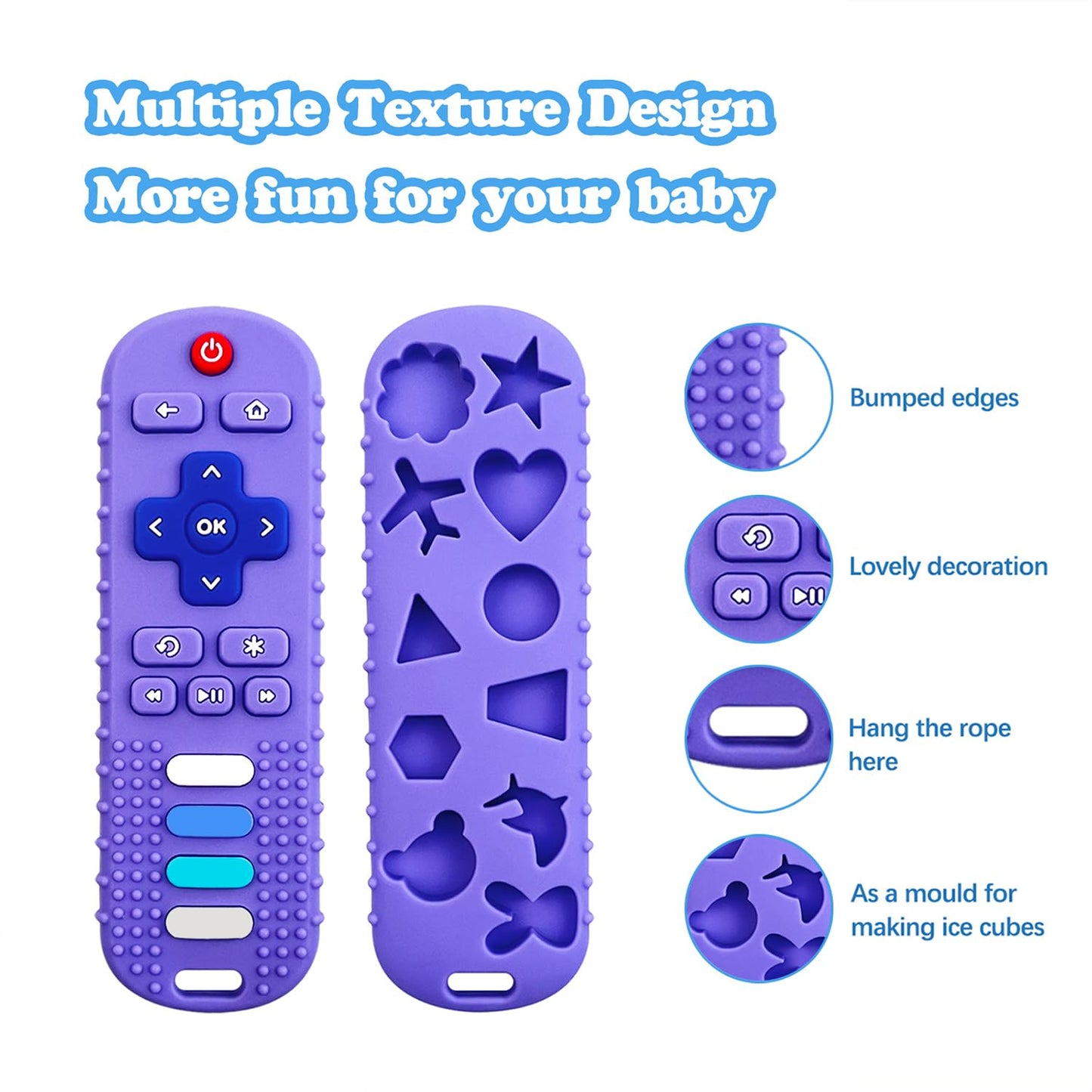 ROBBEAR Baby Teething Toys, Food Grade Silicone Teether for Babies 3 6 12 18 Months, TV Remote Shape Toddlers Chew Toys, Freezer BPA Free (Pink RC)