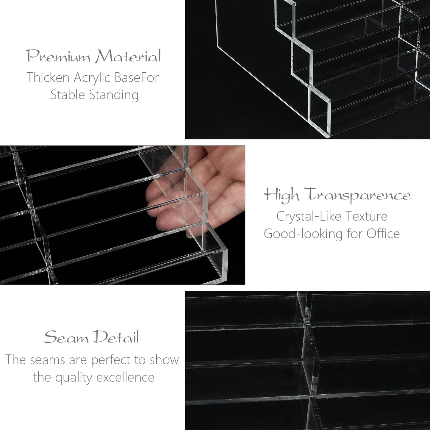 Vevitts 20 Slots Acrylic Business Card Holder, Clear Plastic Desk Business Card Stand, Multi-Card Display Rack for Office Home School Recipe Brochure File