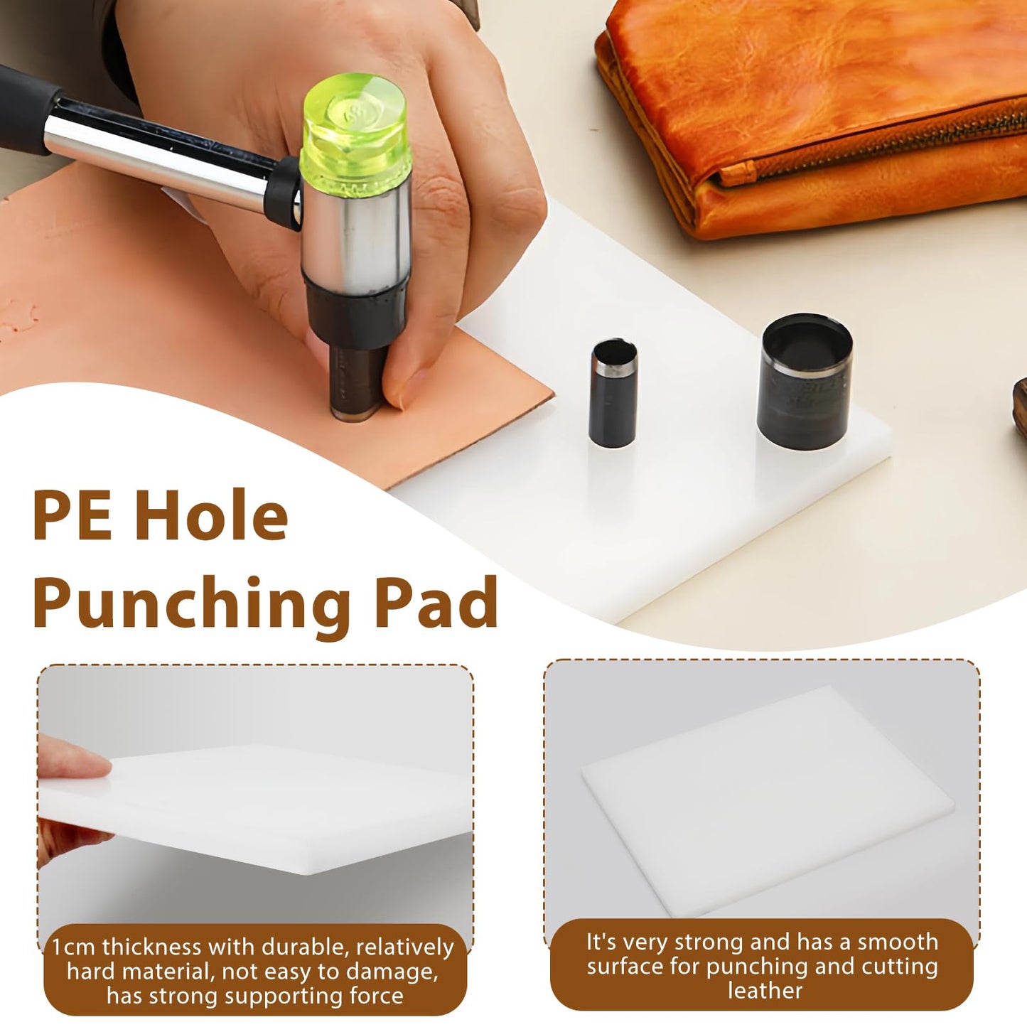 Auniwaig 4 PCS Leather Punch Pads Cutting Mat, Sound Absorbing Pad and A4 Self Healing Cutting Mat, Rubber Mute Board Punching Stamping Tools for Cutting Hole DIY Craft