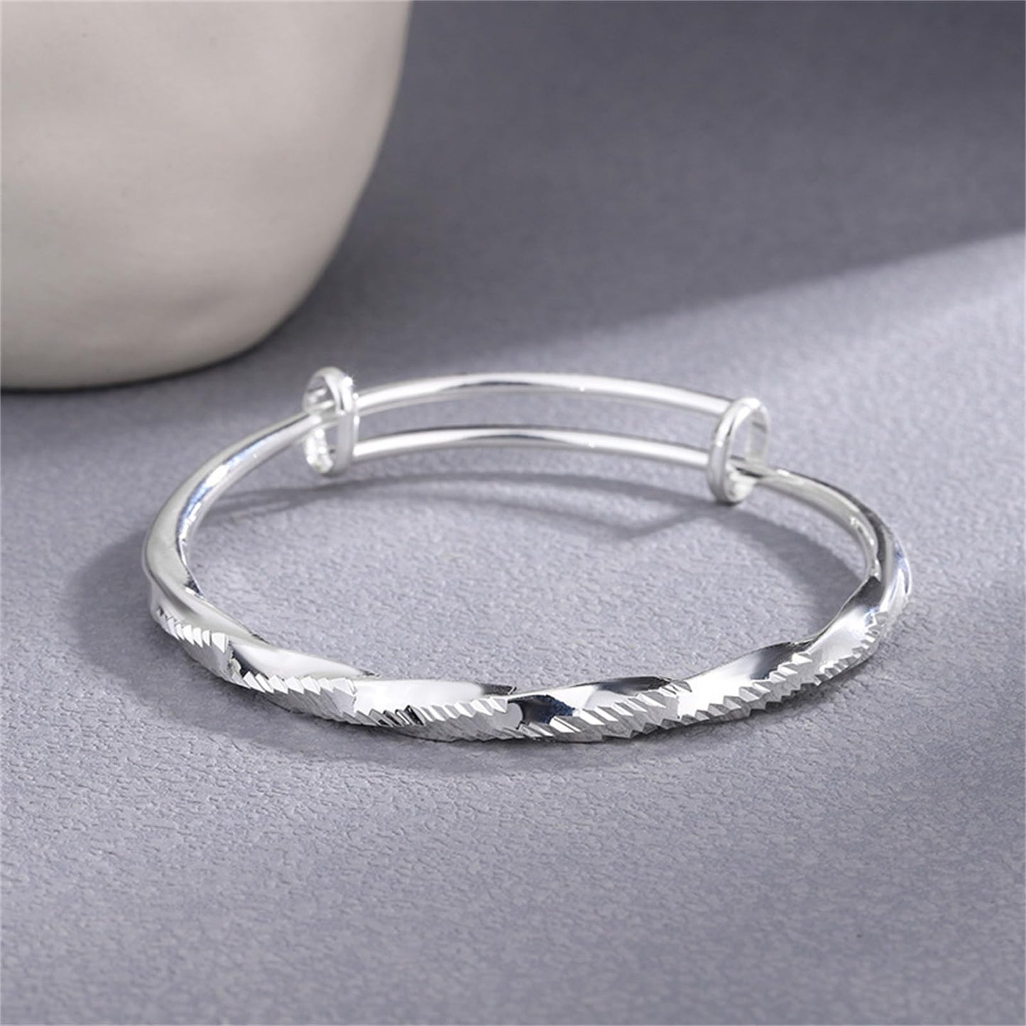 Handmade 925 Sterling Silver Bangle Bracelets For Women Twist Bangle Bracelets Wave Bangles Matte Hammered Bangles Adjustable Bangle Bracelets For Women Minimalist Statement Bangle Christmas Gift