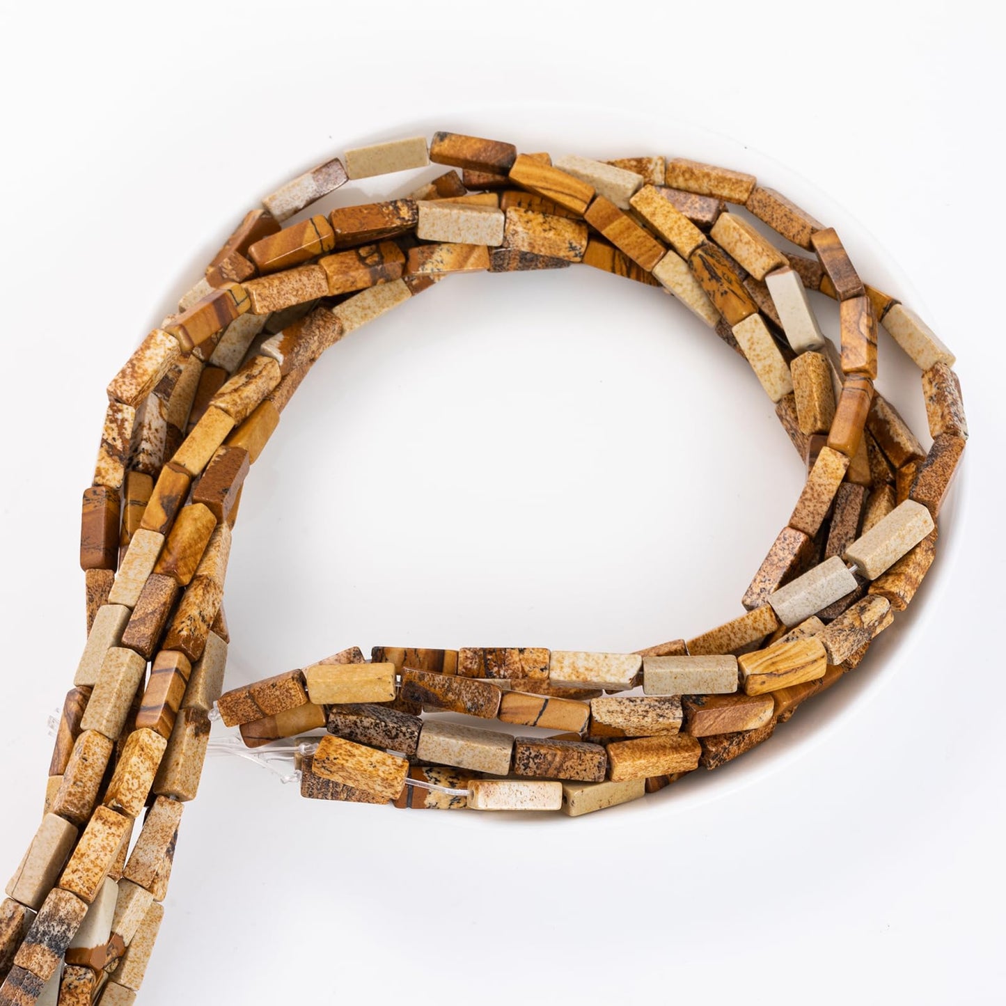 Natural Blown Picture Stone Rectangle Tube Beads 4x13mm 38cm/str Loose Semi Gemstone Stone Beads for Making Bracelets Necklace Earrings
