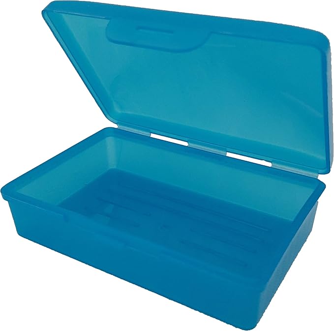 Soap Box 1 Ct Aqua - Made in The USA - Soapbox with Hinged Lid and Secure Latch