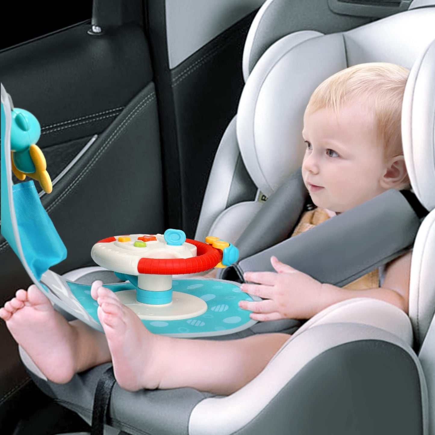 Caterbee Baby car seat Toys with Steering Wheel Center for Long Journeys (Car)