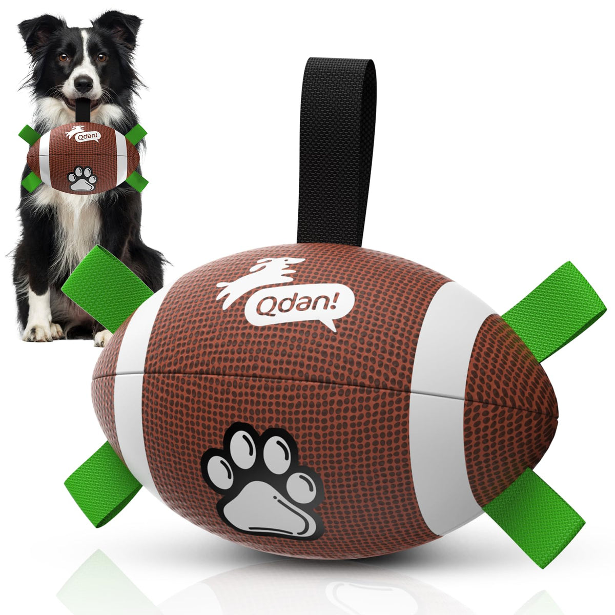 QDAN Dog Toys Balls with Bell Inside, Squeaky Dog Balls for Tug of War, Puppy Birthday Gifts, Dog Water Toys, Ball for Small Dogs(Black Green, 5 inch)
