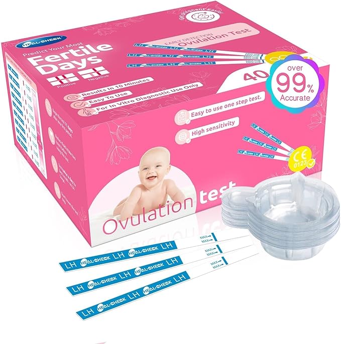 Ovulation Test Strips 40 and Pregnancy Tests 25, HEAL-CHECK Bulk Ovulation Predictor Kit for Women TTC, Over 99% Accuracy, Easy to Use at Home, Individually Wrapped, FSA HSA | 40LH+25HCG+65 Urine Cup