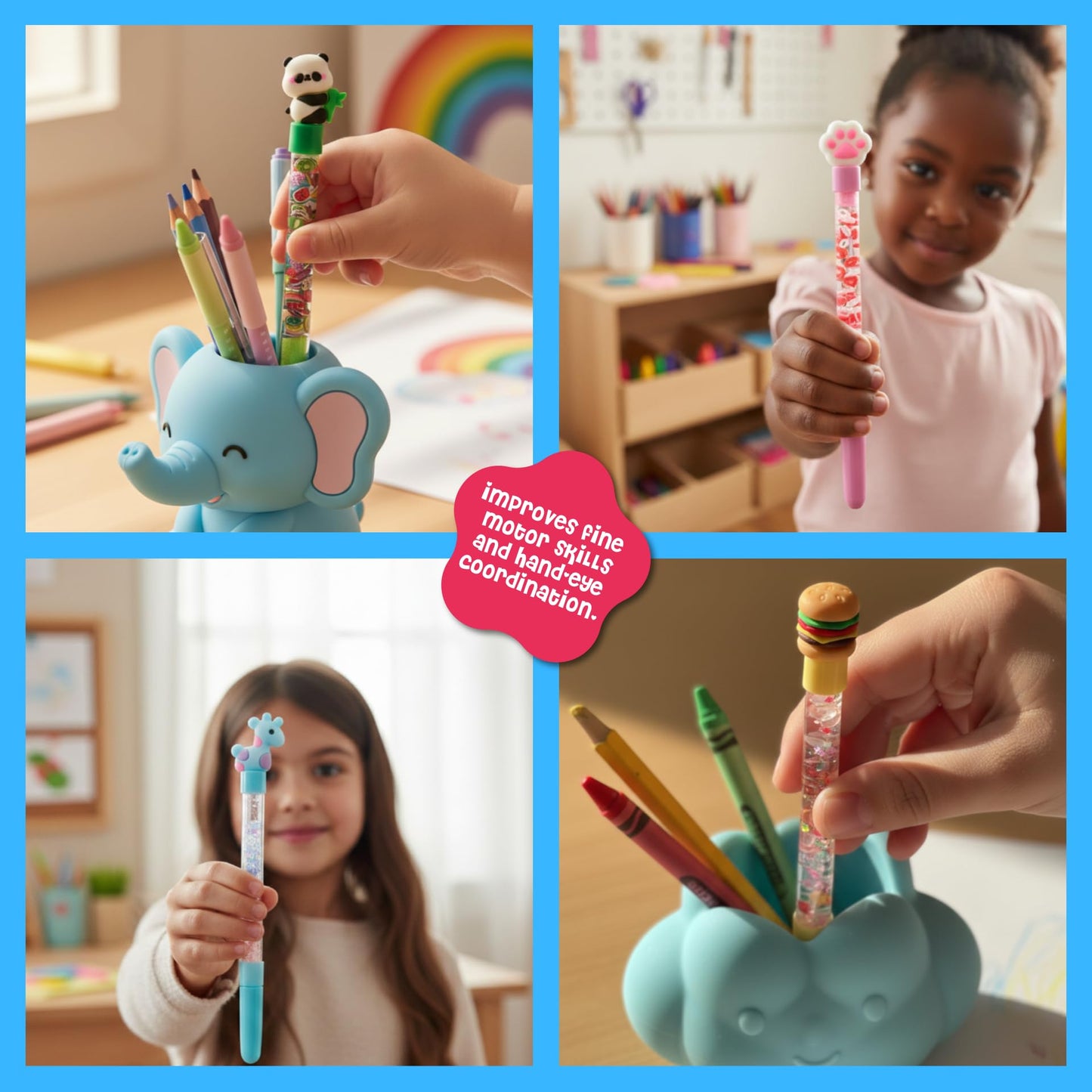 DINO MINI My Sparkly Pens - DIY Pen Creation Set with 7 Custom Decorations and 4 Toppers - Creative Art and Craft Kits for Kids - DIY Crafts for Kids - Back to School Gifts for Tweens