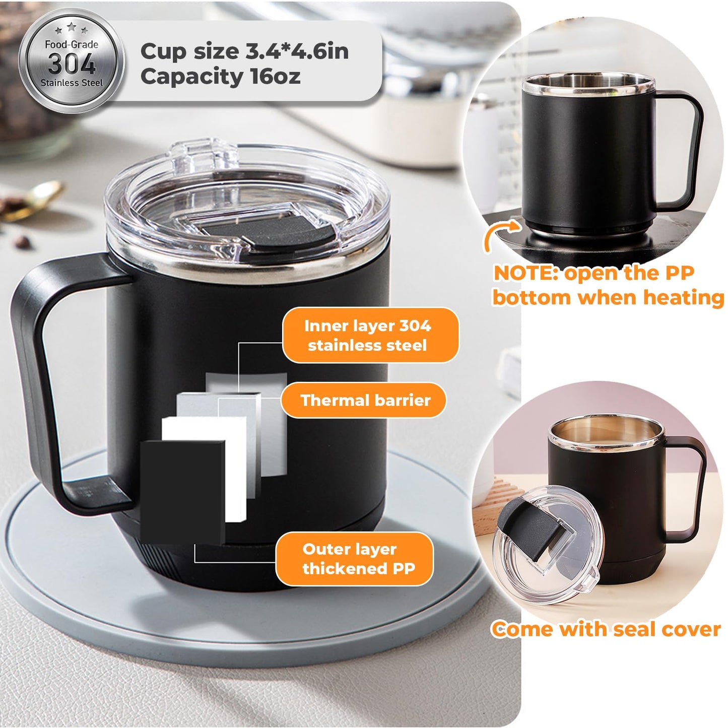 Coffee Mug Warmer - Candle Warmer, 9 Temp Coffee Cup Warmer for Desk Auto Shut Off, 1-12H Timer Smart Electric Beverage Warmer, Candle Warmer Plate Candle Melter, Heated Coffee Mug, Charging Coaster
