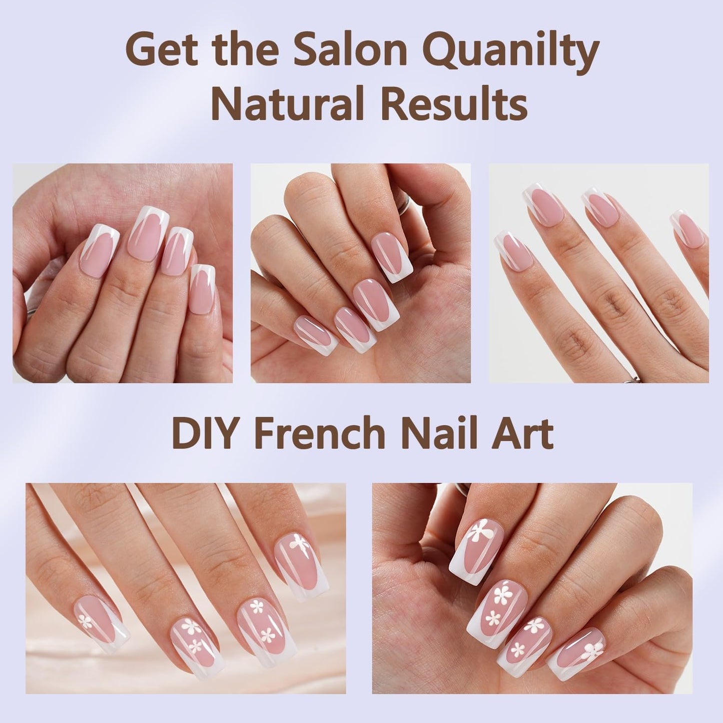 Misssix Deep French Tip Press On Nails, 160Pcs French Gel Nail Tips Short Square, Pink White Soft Gel Fake Nails, X-BASIC Tips Starter Kit for Nail Art DIY 16 Sizes