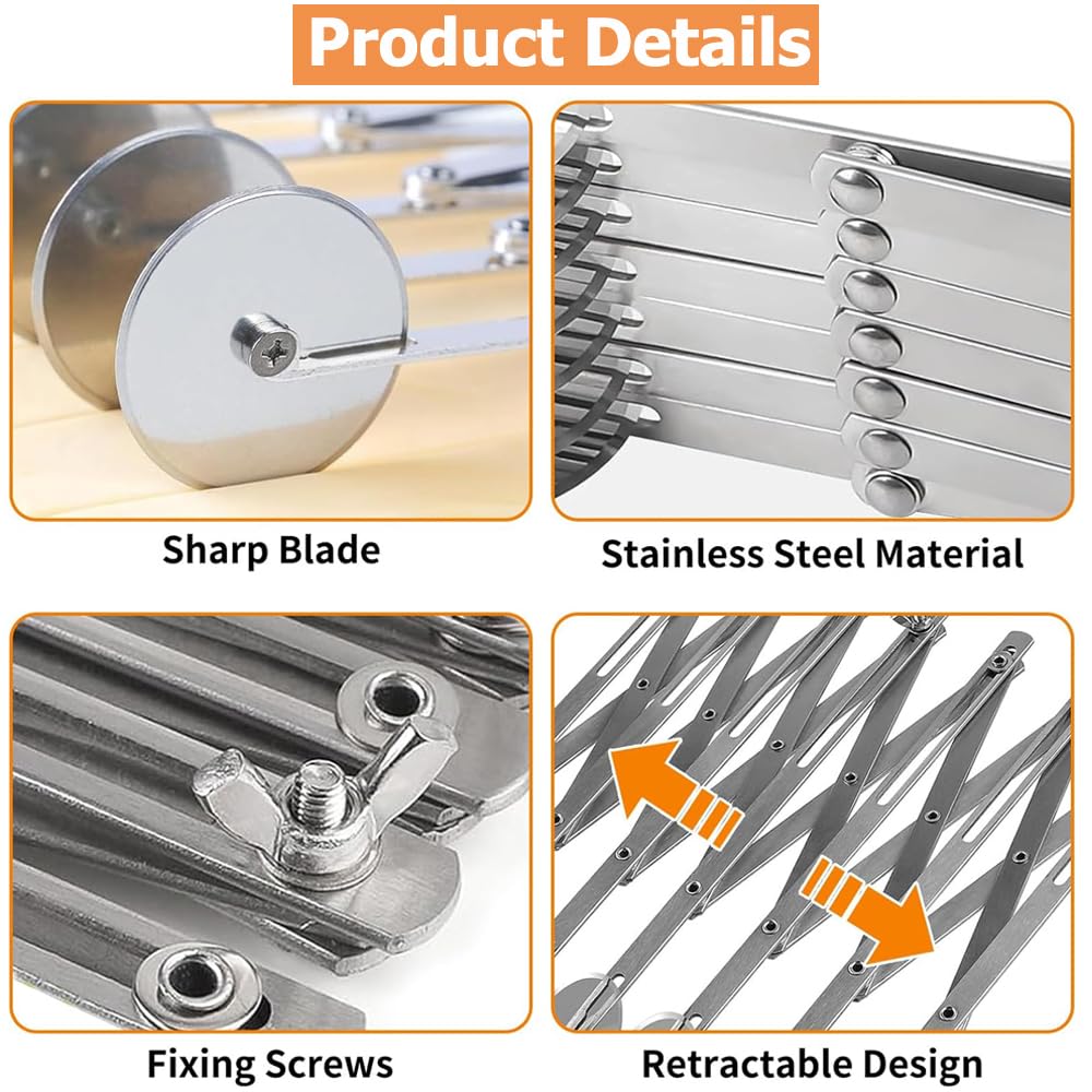 Food Grade Stainless Steel Pizza Cutter Multi-Wheel Dough Divider Pastry Knife Baking Cutter (7, Wheel)