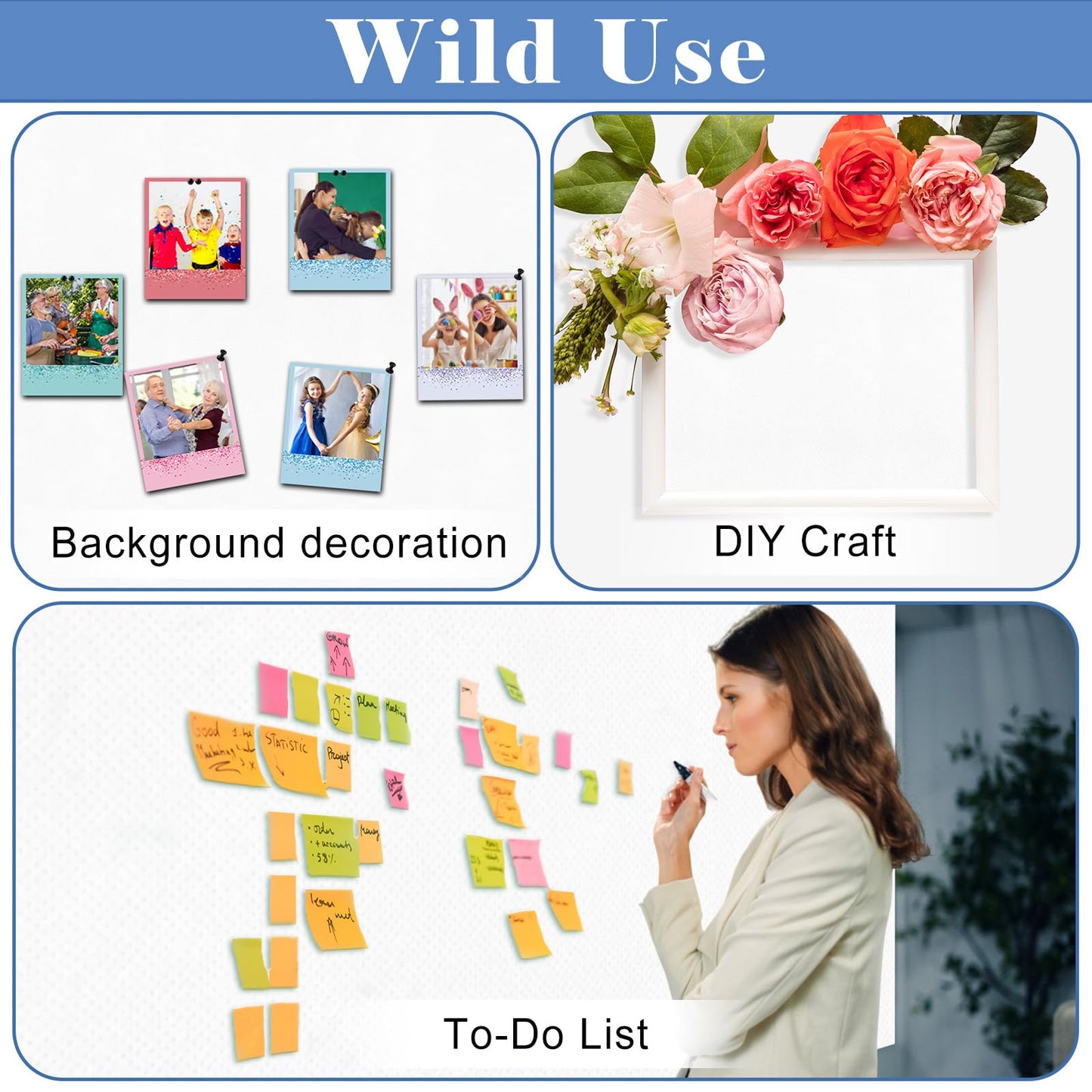 White Bulletin Board Roll Reusable Waterproof Erasable Bulletin Board Wrinkle Resistant Poster Non-Woven Fabric Bulletin Board Roll for Classroom Decor Wrap Crafts DIY Crafts 15.7" x 14ft