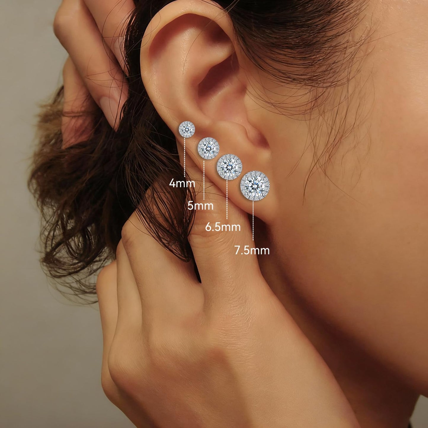 LULPS Moissanite Stud Earrings for Women, 1CT Round Cut D Color VVS1 Clarity Lab Created Diamond Earrings, 18K White Gold Plated 925 Sterling Silver Friction Back, Hypoallergenic Anniversary
