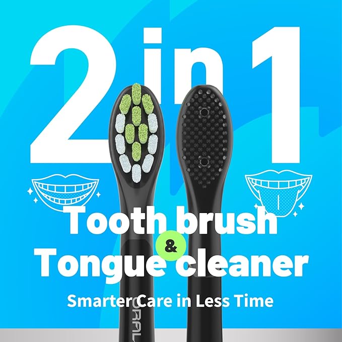Japanese Brand Whitening Replacement Toothbrush Heads, Compatible with Philips Sonicare Click-on Handles, 6 Pack, Medium, with Tongue Cleaner (CA668, Black)