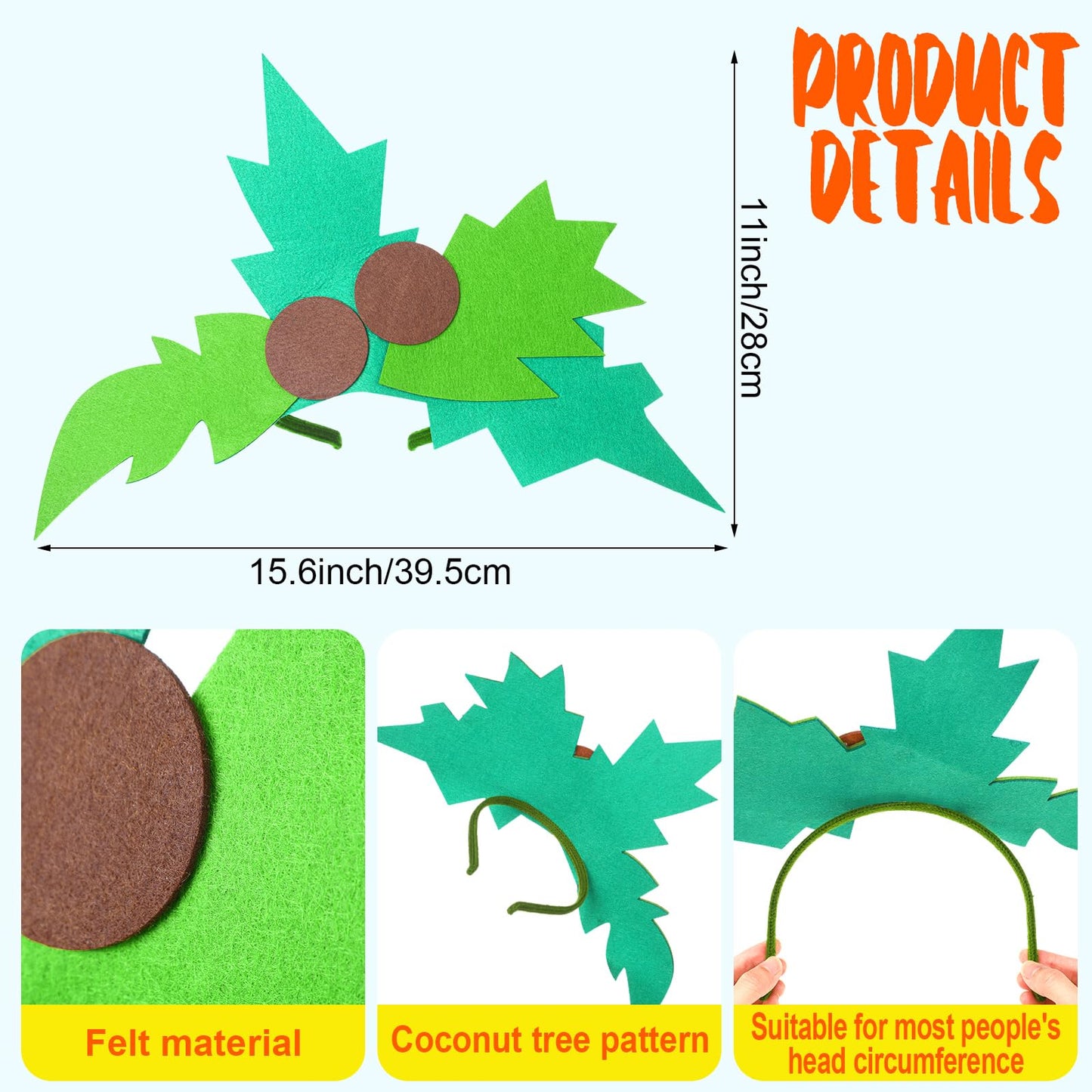 Thiccywoov Book Character Costume Palm Tree Costume Set Include Palm Tree Headband and 52 Self Adhesive Felt Letters, School Outfits for DIY Cosplay Role Play Classroom Party Accessory Teacher