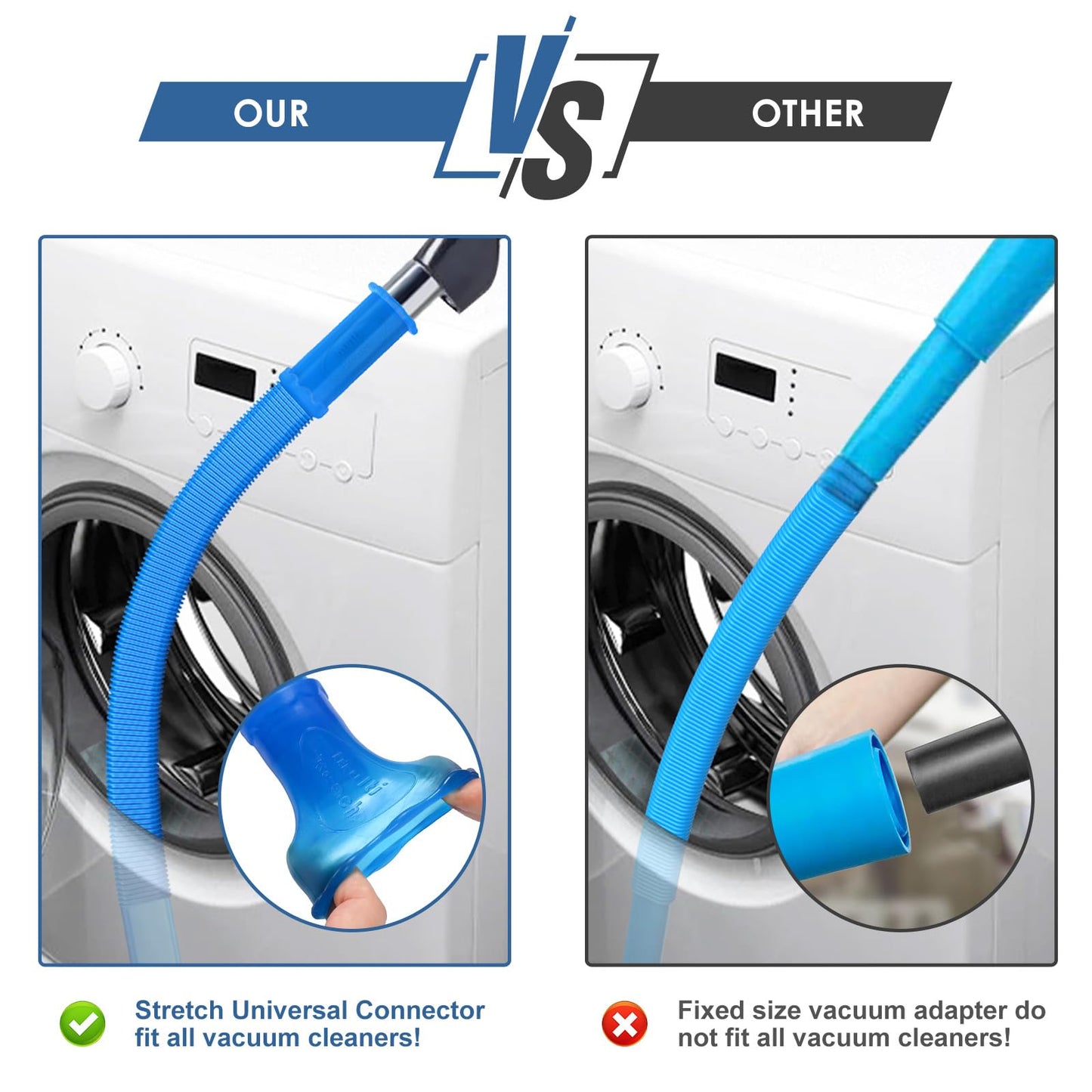 PetOde 2 Pieces Dryer Vent Cleaner Kit Compatible with Most Vacuum Cleaner, Dryer Lint Brush and Vacuum Hose Attachment with Universal Connector, Quickly Lint Remover