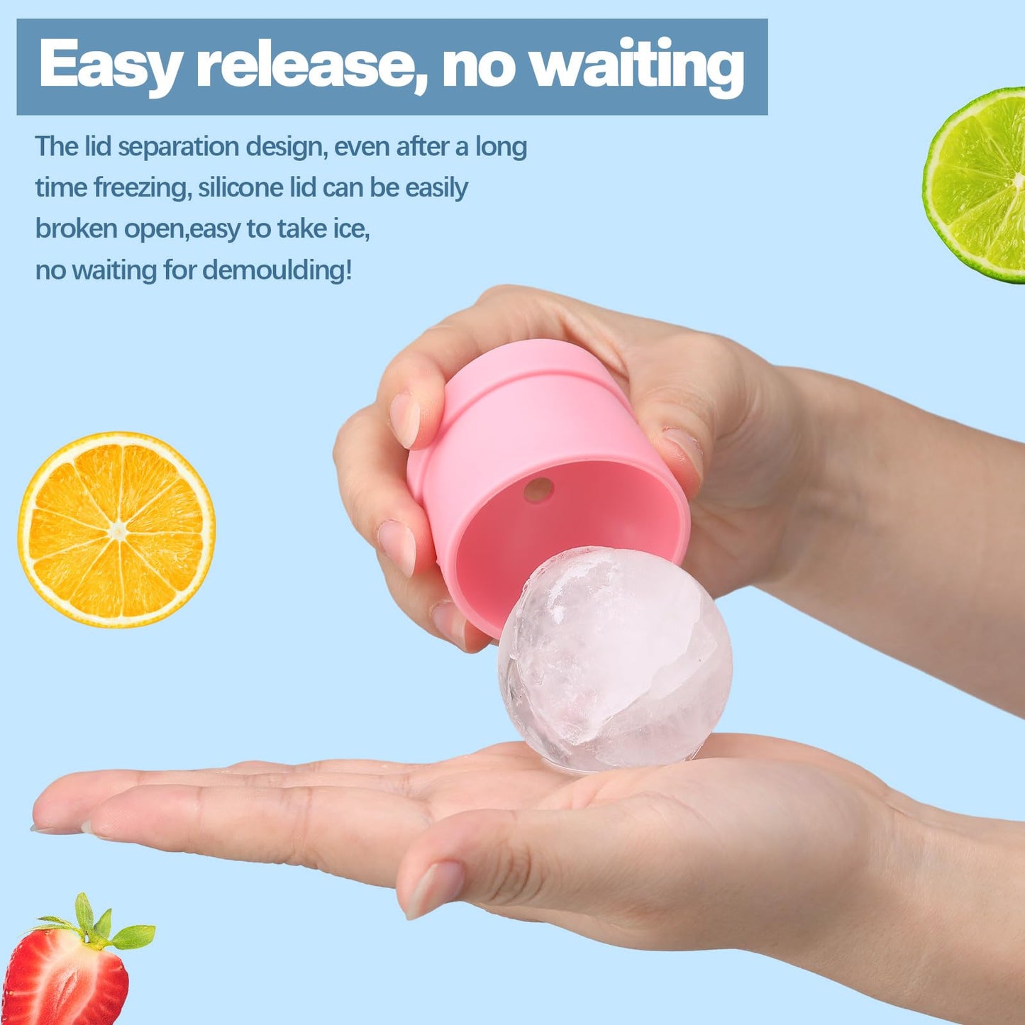 SiliFine 12 Pcs Silicone Sphere Ice Ball Mold Maker, Stackable Easy Release Circle Round Ice Cube Mold with Lids for Whiskey, Cocktails, Bourbon, and Drinks(Blue, Pink, White)