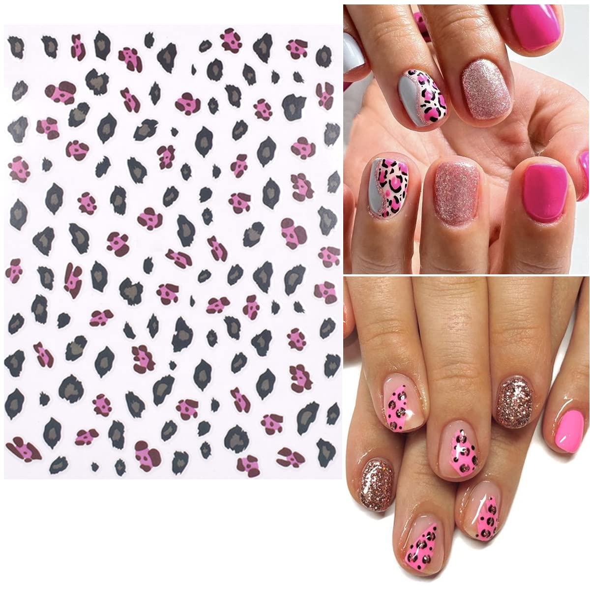 8Sheets Leopard Nail Stickers - 3D Self-Adhesive Designer Nail Decals for Leopard Print, Girls DIY Nail Art Decoration