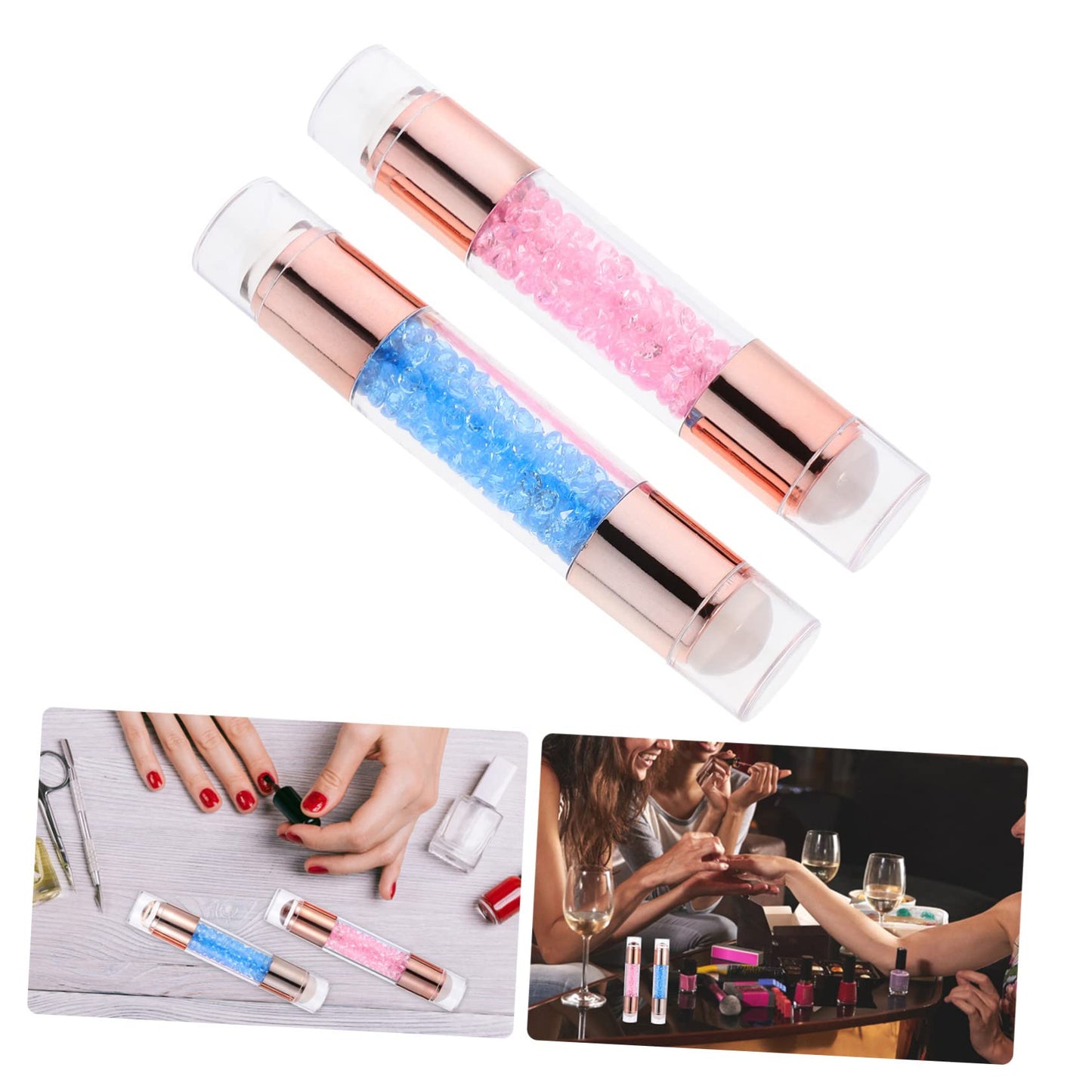 2Pcs Dual-Ended Nail Art Silicone Stamper Set for Diy Manicure Clear Stamping Tools for Home and Salon Use