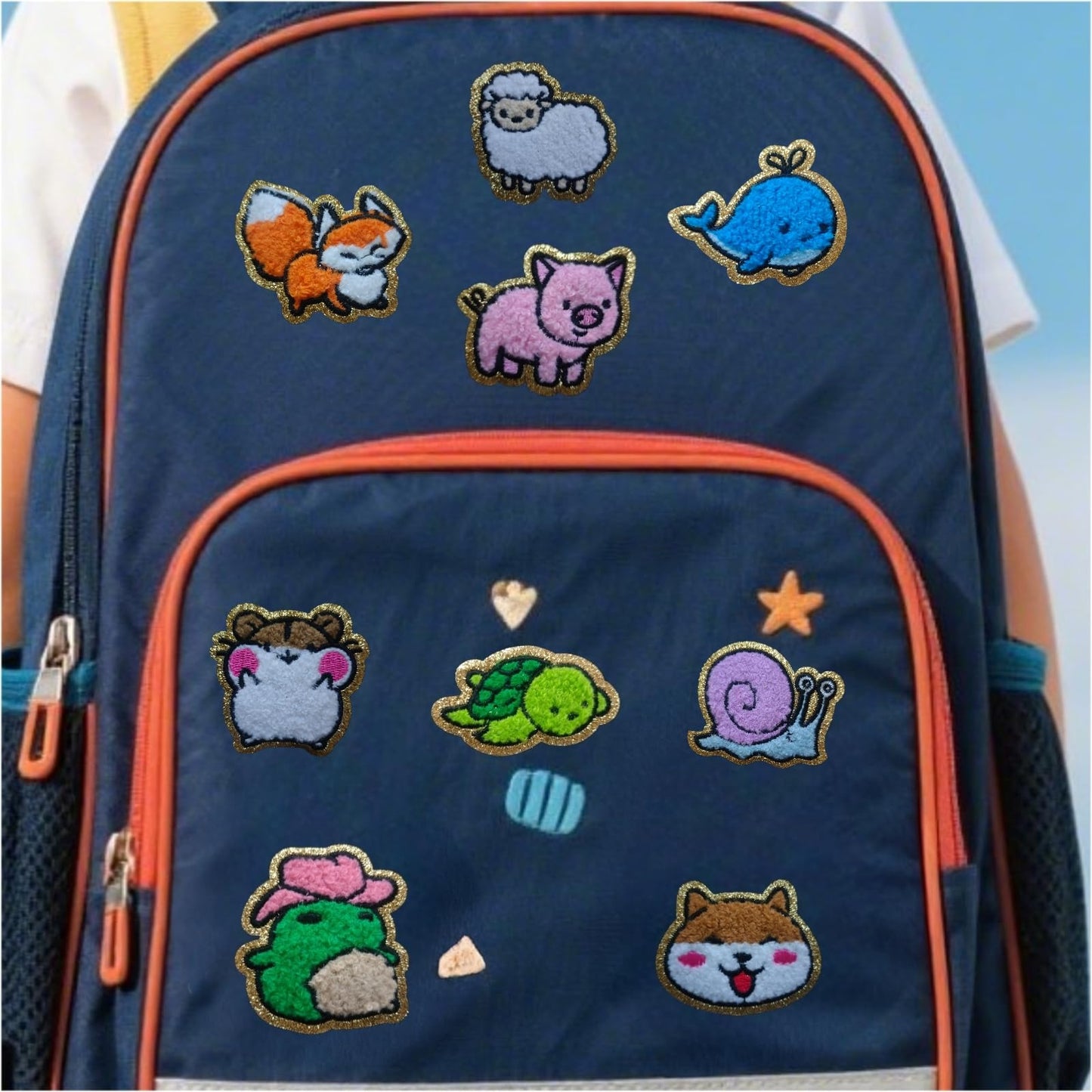 31PCS Chenille Patches with Golden Edge - Cute Animal Iron On/Sew On Embroidered Applique for Jeans, Jackets, Clothes, Backpacks