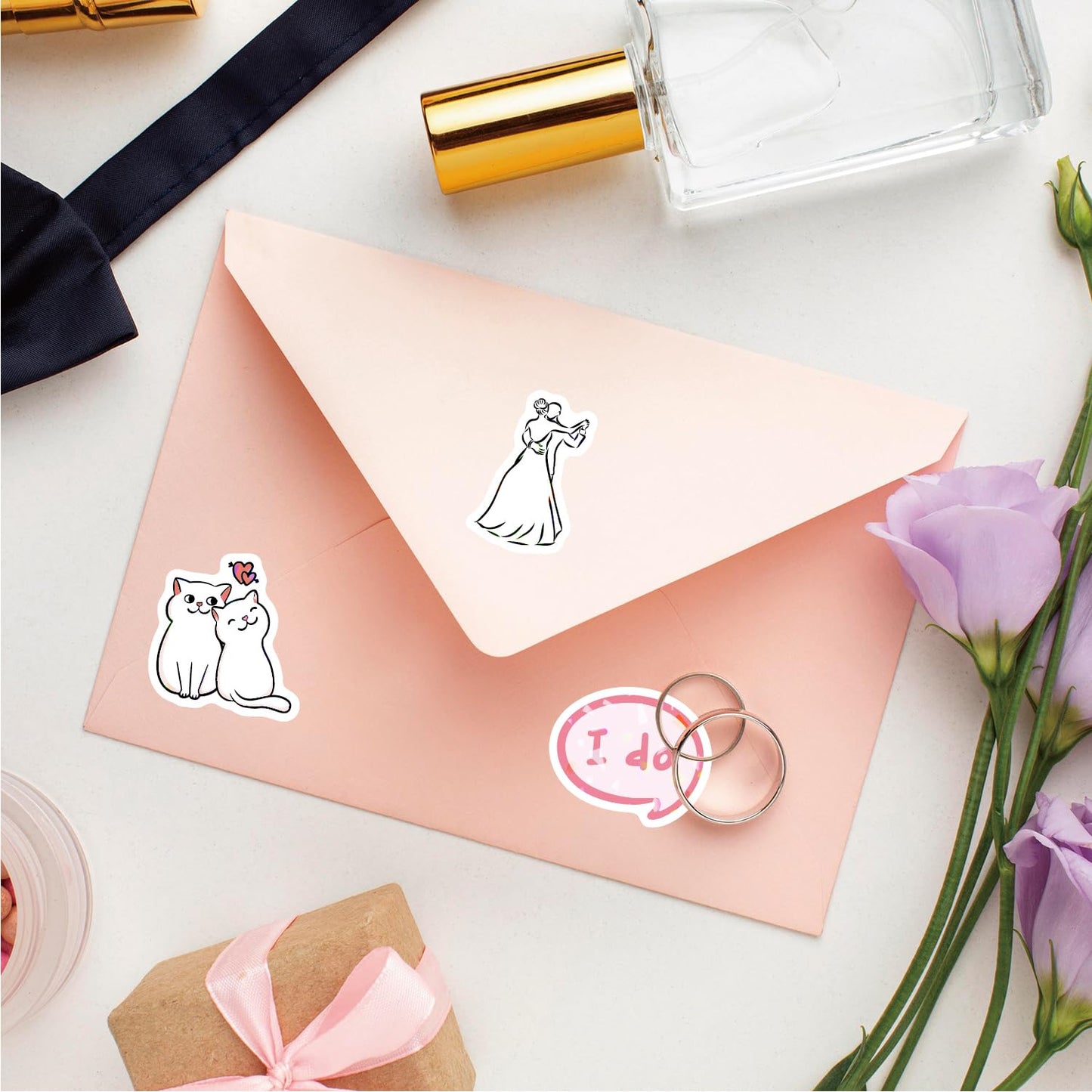 PartyGarden Wedding Love Stickers - 8 Sheets 160 Pcs for Kids Valentine's Day Anniversaries Bridal Shower Classroom Gift Exchange Scrapbook Bottle