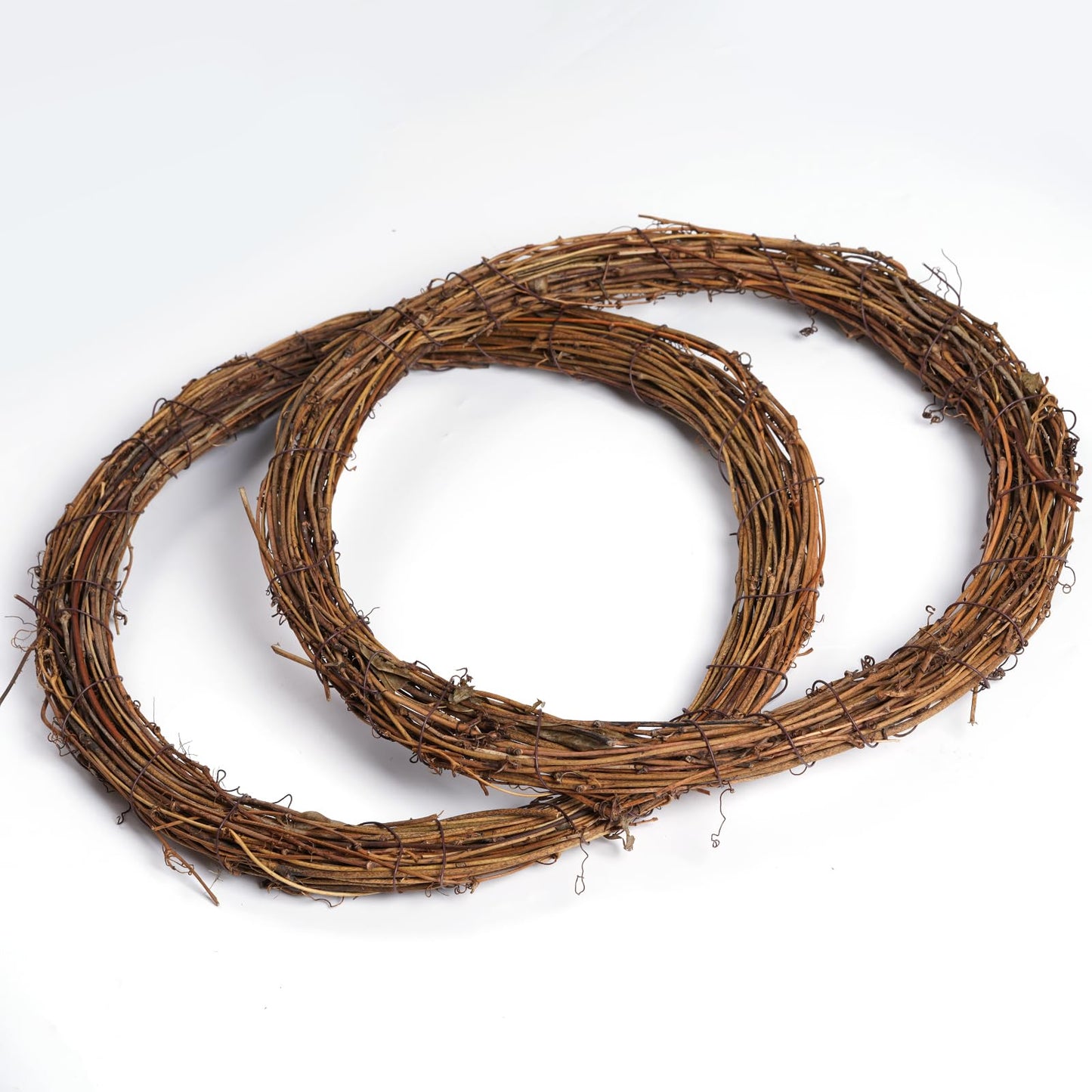 Grapevine Wreath Set, Marrywindix 2 Pieces Natural Vine Branch Wreath Christmas DIY Rattan Wreath Garland for Christmas Holiday Craft Wedding Decor (12 in.)