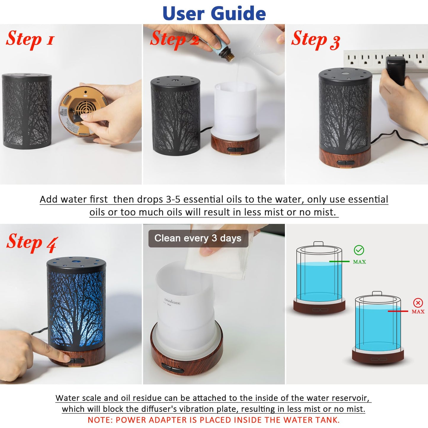 Oil Diffuser with Essential Oils Set – Aromatherapy Diffuser 150ml with 6 Essential Oils Set, Diffuser for Essential Oils, Auto Off Protection 7 Colors Night Light Gifts for Mom(Diffuser & Oils Set)