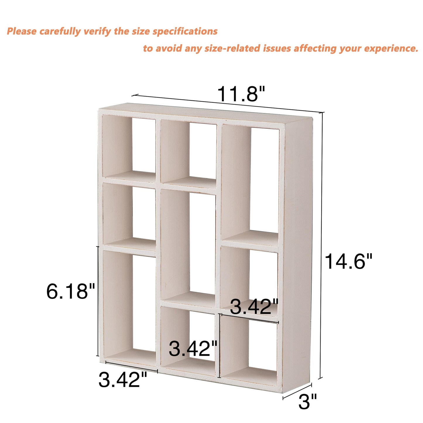 SOFE Small White Shadow Box with Shelves, Wall Shelving Unit 9-Compartments, Freestanding or Wall Mounted Curio Cabinet, Knick Knack Display Shelf, Wood Floating Cube Shelves for Walls, Collectibles