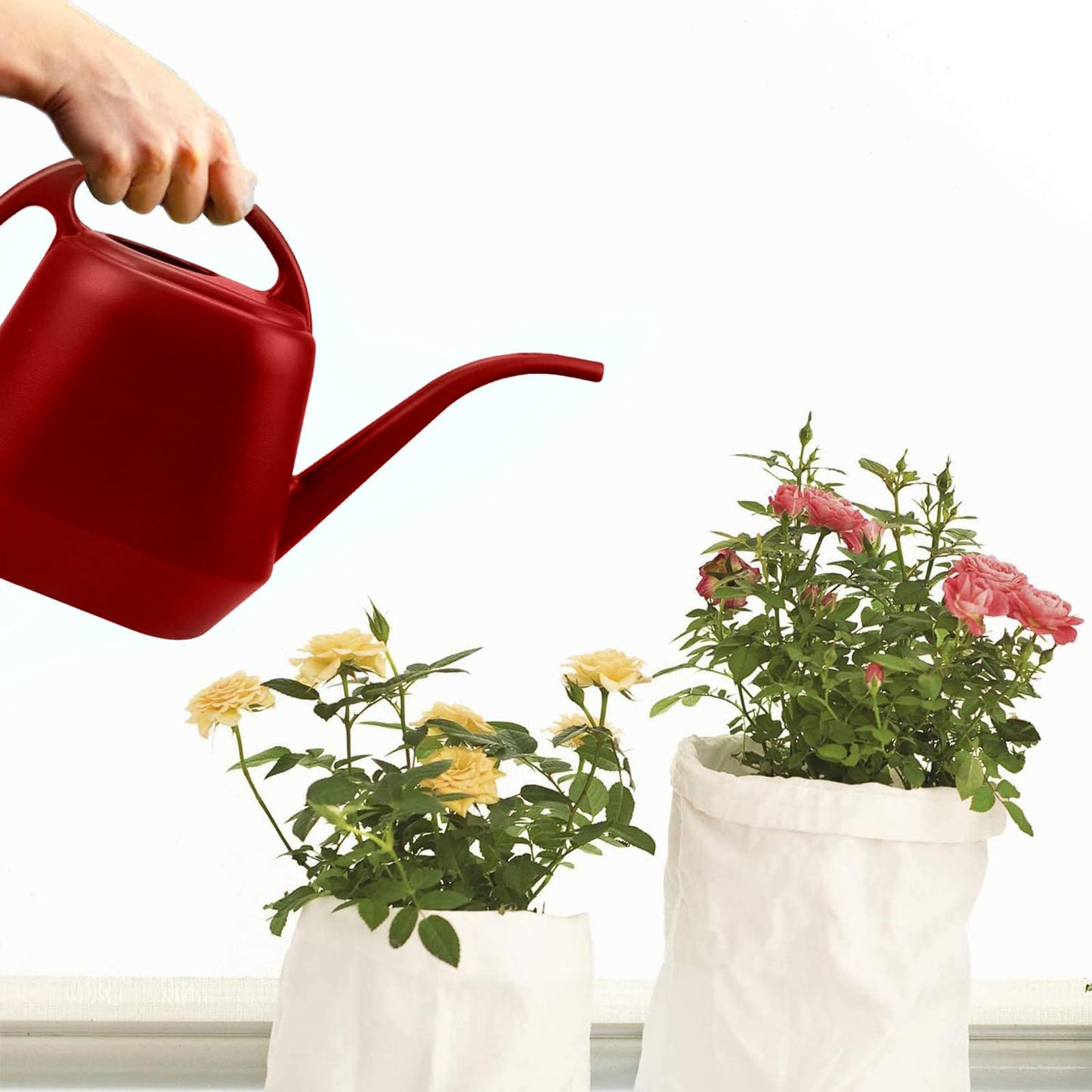 Fasmov Plastic Watering Can, Burnt Red, 1-Gallon