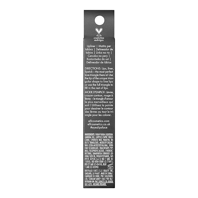 e.l.f. Love Triangle Lip Filler Liner, 2-in-1 Lipliner Pencil For Sculpting & Filling, Long-Lasting Intense Color, Vegan & Cruelty-Free, Plum
