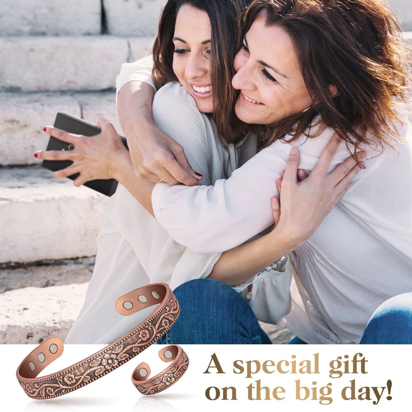 Lymphatic Drainage Ring & Copper Bracelet for Women, Magnetic Lymph Detox Ring and Magnetic Copper Bracelet, 100% Solid Pure Copper Jewelry Gift