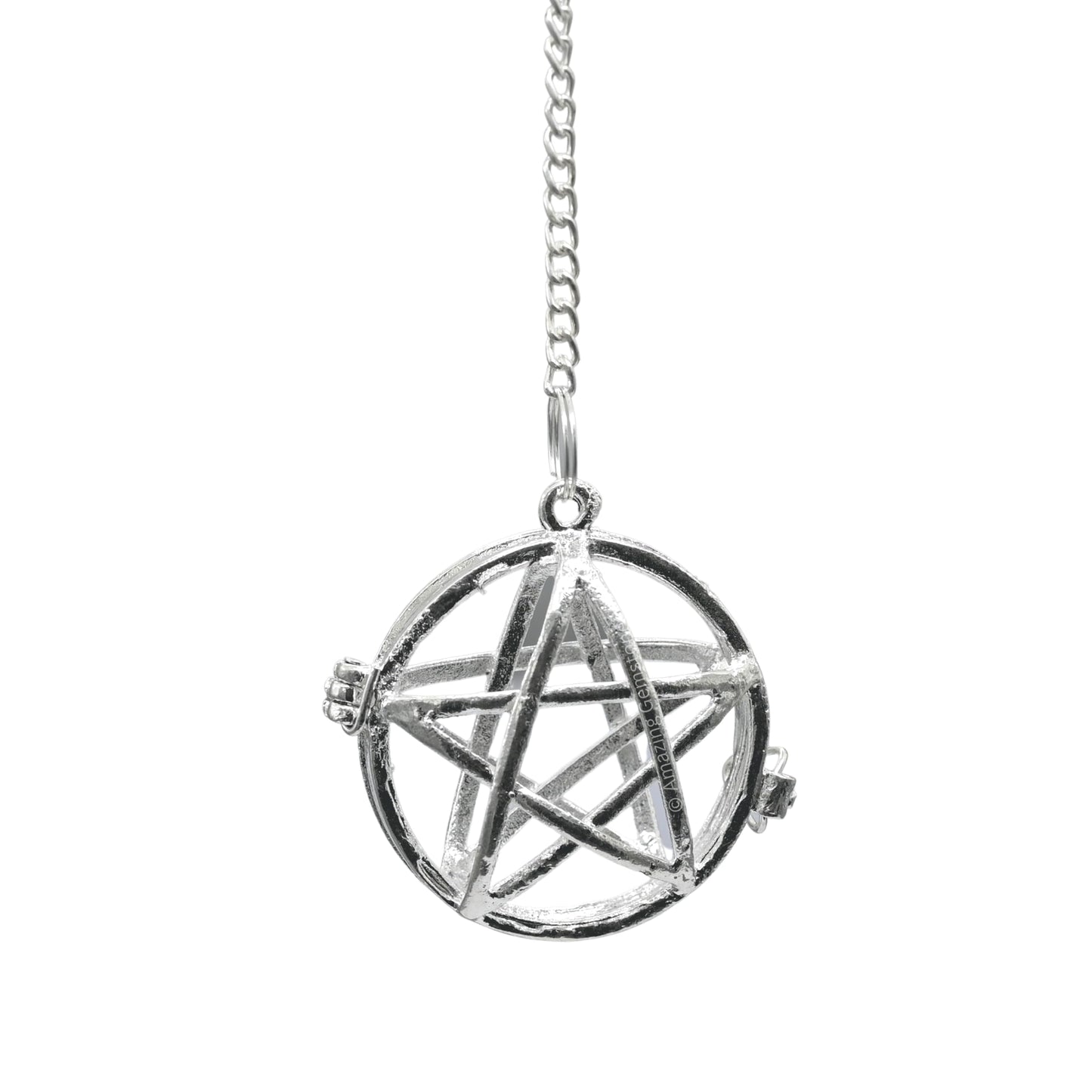 Healing Metal Pendulums for Divination, Silver Circular Star Cage Openable Steel Copper Pendulum High Energy Pendulo de Bronce Pendulos de Mesa MP76